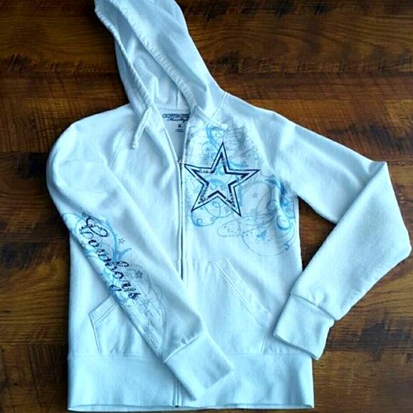 Dallas Cowboys Herstyle Baddazled White Hoodie - Large - Picture 1 of 7